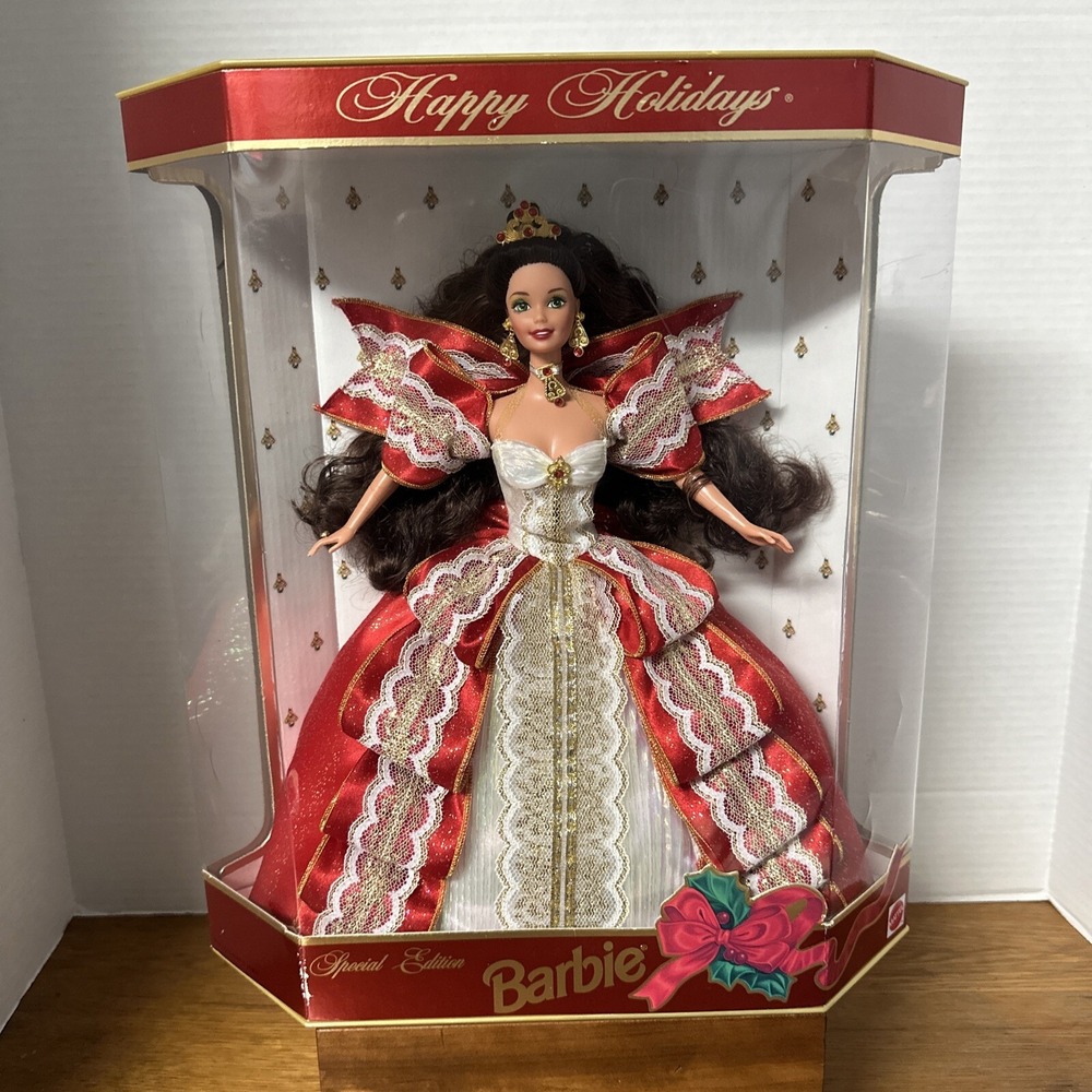 RARE 1997 MISPRINT Green Eyes Holiday Barbie Happy Holidays Special‎ Edition